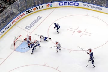 TAMPA, FLORIDA - JULY 07: Ross Colton #79 of the Tampa Bay Lightning scores a goal past Carey Price #31 of the Montreal Canadiens during the second period in Game Five of the 2021 NHL Stanley Cup Final at Amalie Arena on July 07, 2021 in Tampa, Florida. M