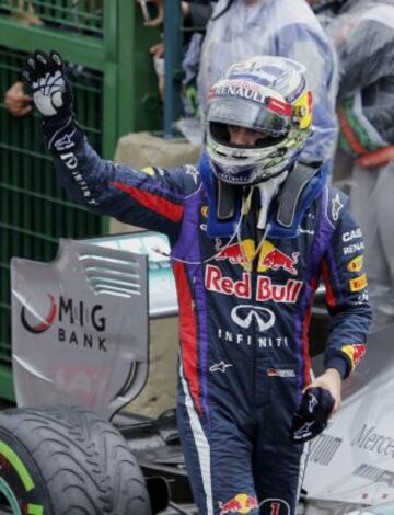 Sebastian Vettel tras conseguir la pole.