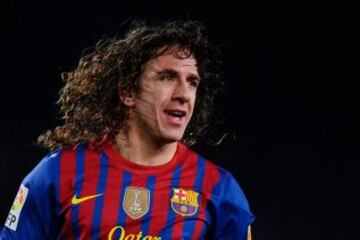 Carles Puyol | Barcelona: Desde 1999 a 2013 jugó en los blaugranas y antes, desde 1996, en el Barcelona B. Logró seis Ligas españolas, seis Supercopas, dos Copas del Rey, tres Champions League y dos Mundiales de Clubes.