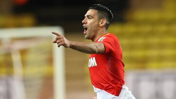 Falcao Garc&iacute;a celebrando su gol en la victoria de M&oacute;naco sobre Caen por los octavos de final de la Copa de la Liga de Francia