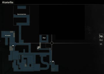 Mapa completo de la secci&oacute;n jugable de Ada Wong en las alcantarillas