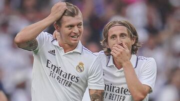 Kroos y Modric, durante un partido con el Real Madrid.
