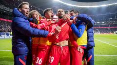 Los jugadores del Atl&eacute;tico celebran el tercer gol contra el Valencia.