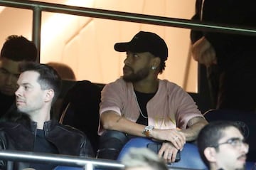 Suspended | Paris Saint-Germain's Brazilian forward Neymar looks on.