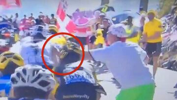 Un fan saltó directo a por Froome en el Alpe d´Huez y le empujó