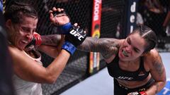 Amanda Nunes golpea a Felicia Spencer durante el UFC 250.