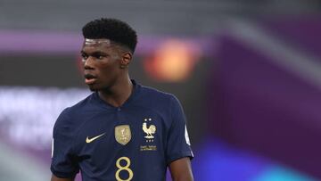 DOHA, QATAR - NOVEMBER 26: Aurelien Tchouameni of France during the FIFA World Cup Qatar 2022 Group D match between France and Denmark at Stadium 974 on November 26, 2022 in Doha, Qatar. (Photo by James Williamson - AMA/Getty Images)