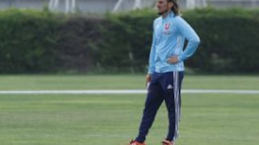 Sebastián Beccacece en el entrenamiento de la U.