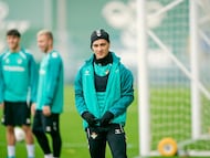 Antony, en el entrenamiento de ayer.