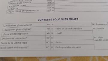 Indignación por las preguntas en un examen médico de empresa