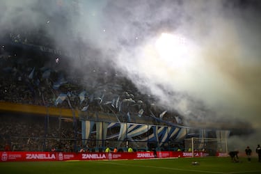 Vista general de los hinchas argentinos dentro del estadio antes del partido.