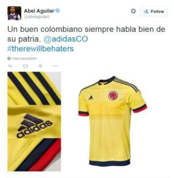 Aguilar: Un buen colombiano siempre habla bien de su patria. @adidasCO