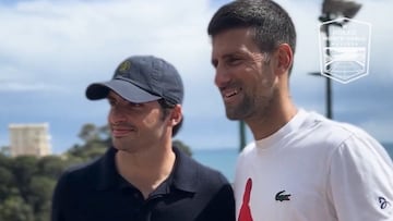 Carlos Sainz y Novak Djokovic, en Montecarlo.