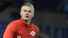 Erling Braut Haland durante el entrenamiento previo al encuentro de Champions League frente al Genk. 