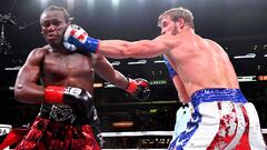 LOS ANGELES, CA - NOVEMBER 09: Logan Paul (red/white/blue shorts) and KSI (black/red shorts) exchange punches during their pro debut fight at Staples Center on November 9, 2019 in Los Angeles, California. KSI won by decision.   Jayne Kamin-Oncea/Getty Ima