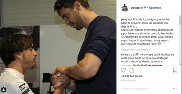 Pau Gasol, amigo íntimo de Alonso, revela que su amistad surgió gracias al deporte. 