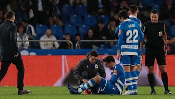 Somma, justo en el momento de lesionarse en el partido ante el Girona.