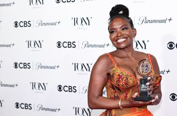 LaChanze poses with the award for Best Revival of a Play for "Topdog/Underdog" at the 76th Annual Tony Awards in New York City, U.S., June 11, 2023. REUTERS/Amr Alfiky