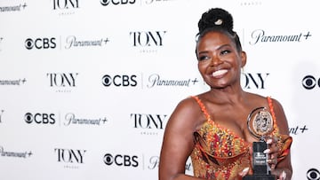 LaChanze poses with the award for Best Revival of a Play for "Topdog/Underdog" at the 76th Annual Tony Awards in New York City, U.S., June 11, 2023. REUTERS/Amr Alfiky