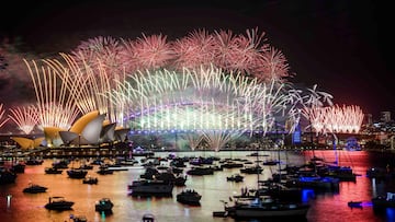 Fireworks explode over the Sydney Opera House and Harbour Bridge during New Year’s Eve celebrations in Sydney, Australia, December 31, 2024. AAP Image/Bianca De Marchi/via REUTERS ATTENTION EDITORS - THIS IMAGE WAS PROVIDED BY A THIRD PARTY. NO RESALES. NO ARCHIVE. AUSTRALIA OUT. NEW ZEALAND OUT. NO COMMERCIAL OR EDITORIAL SALES IN NEW ZEALAND. NO COMMERCIAL OR EDITORIAL SALES IN AUSTRALIA. TPX IMAGES OF THE DAY
