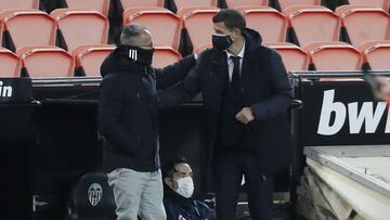 Álvaro Cervera y Javi Gracia, en Mestalla.