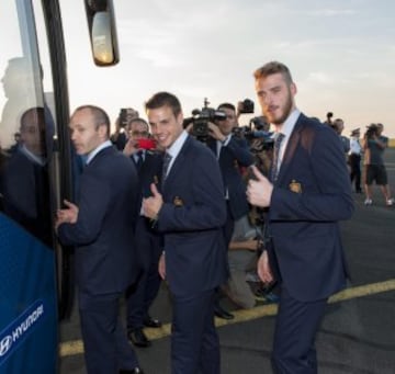 The Spain squad arrive for Euro 2016