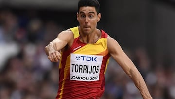 El triplista Pablo Torrijos, en los Mundiales de Londres 2017.