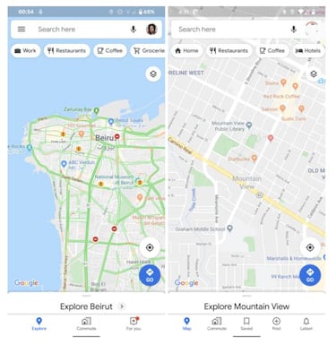 Nueva interfaz de Google Maps en el móvil: sin barra lateral