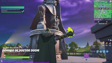 Visitamos la estatua del Doctor Doom en Dominio de Doctor Doom con su skin equipado