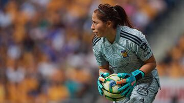 Cecilia Santiago durante el partido Monterrey vs Tigres UANL, Correspondiente al "Clásico Regio" de la Jornada 11 del Torneo Clausura 2023 de la Liga BBVA MX Femenil, en el Estadio BBVA Bancomer, el 25 de Marzo de 2023