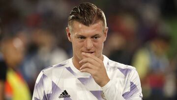 MADRID, SPAIN - OCTOBER 08: Toni Kroos of Real Madrid is seen during La Liga week 8 soccer match between Getafe and Real Madrid at Coliseum Alfonso Perez Stadium on October 08, 2022 in Madrid, Spain. (Photo by Burak Akbulut/Anadolu Agency via Getty Images)