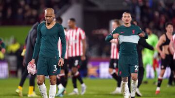 Liverpool's Fabinho and Darwin Nunez after the Premier League match at the Gtech Community Stadium, London. Picture date: Monday January 2, 2023. (Photo by John Walton/PA Images via Getty Images)