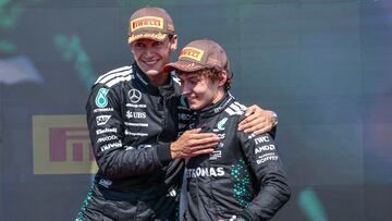 Russell felicita a Antonelli por su podio en Canadá.