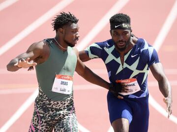 Noah Lyles y Kenny Bednarek.