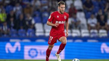 Iv&aacute;n Calero, durante un partido con el Numancia.