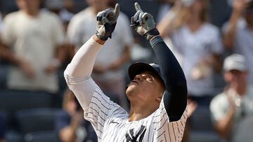 NEW YORK, NEW YORK - AUGUST 25: Juan Soto #22 of the New York Yankees reacts at home plate after his seventh inning home run against the Colorado Rockies at Yankee Stadium on August 25, 2024 in New York City. Jim McIsaac/Getty Images/AFP (Photo by Jim McIsaac / GETTY IMAGES NORTH AMERICA / Getty Images via AFP)