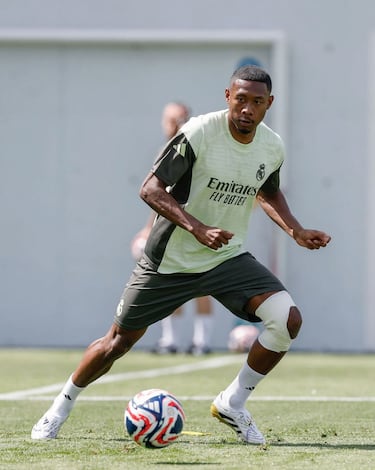David Alaba durante el entrenamiento de esta mañana. 