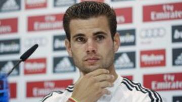 Nacho Fernández, durante la rueda de prensa tras el entrenamiento del Real Madrid.