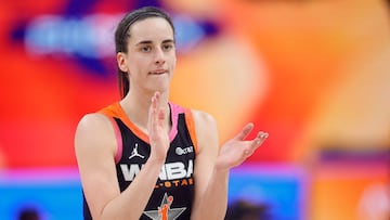 Caitlin Clark #22 of Team WNBA reacts in the second half against Team USA during the 2024 WNBA All Star Game at Footprint Center on July 20, 2024 in Phoenix, Arizona. Team WNBA beat Team USA 117-109.