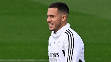 Hazard, durante un entrenamiento en Valdebebas.