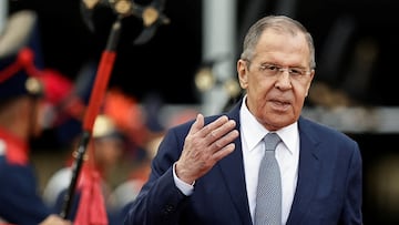 Russia's Foreign Minister Sergei Lavrov leaves after a meeting with Brazil's Foreign Minister Mauro Vieira in Brasilia, Brazil, April 17, 2023. REUTERS/Ueslei Marcelino