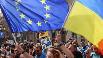 Protest in support of Ukraine, in Barcelona