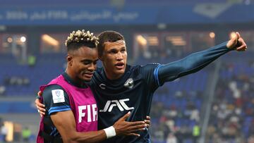 DOHA, QATAR - DECEMBER 11: Nelson Deossa of C.F. Pachuca celebrates scoring their second goal during the FIFA Derby of the Americas match between Botafogo v C.F. Pachuca on December 11, 2024 in Doha, Qatar.  (Photo by Christopher Pike - FIFA/FIFA via Getty Images)