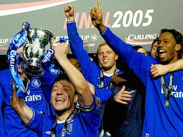 John Terry in 2005 lifting the Carling Cup