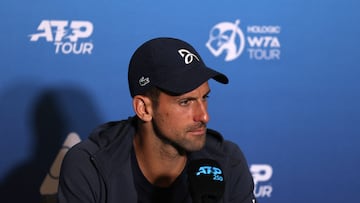 Tennis - Adelaide International - Memorial Drive Tennis Club, Adelaide, Australia - January 5, 2023 Serbia's Novak Djokovic during a press conference after winning his second round match against France's Quentin Halys REUTERS/Loren Elliott