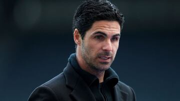Arsenal's Spanish manager Mikel Arteta speaks to the media after the English Premier League football match between Newcastle United and Arsenal at St James' Park in Newcastle-upon-Tyne, north east England on May 2, 2021. (Photo by LEE SMITH / PO