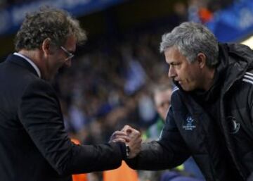 Saludo entre Jose Mourinho y Laurent Blanc.