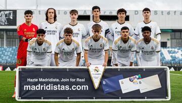 Once titular del Real Madrid juvenil contra el Braga.