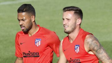 Lodi y Sa&uacute;l, durante un entrenamiento con el Atl&eacute;tico.