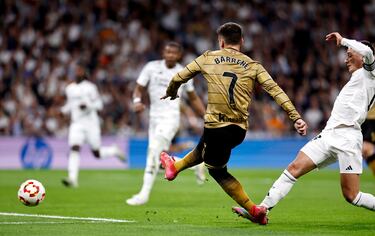 0-1. Peina de cabeza Pablo Marín superando a Lucas Vázquez, deja toda la banda para la carrera de Ander Barrenetxea que en el mano a mano, bate a Andriy Lunin con disparo raso, por debajo de las piernas.